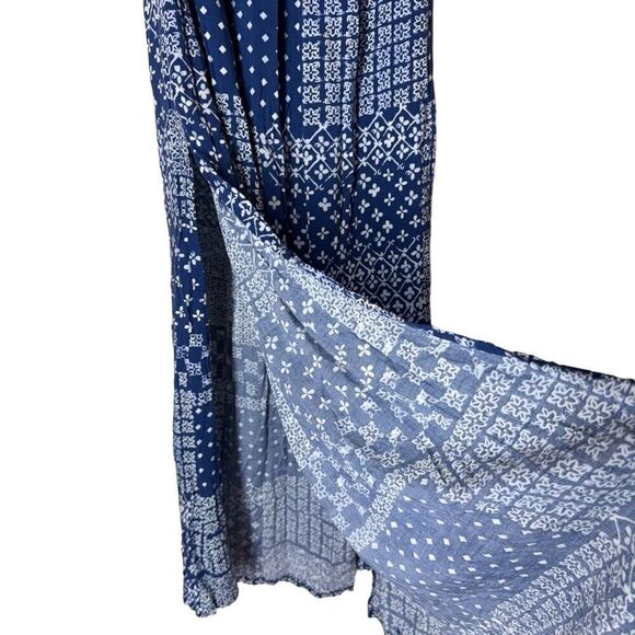 Hollister Strapless Dress Boho Bandana Maxi Smocked Patchwork Slits M - Picture 3 of 7